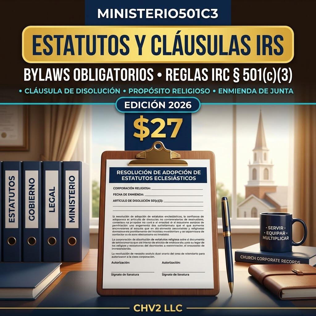 Guía y Cláusulas Obligatorias de Estatutos Eclesiásticos (Bylaws Clave) bylaws-501c3-reglas